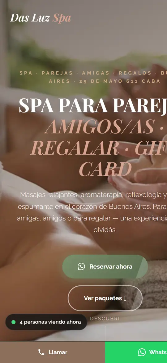 Sitio web de Das Luz Spa en el celular, hecho por Página Web Argentina